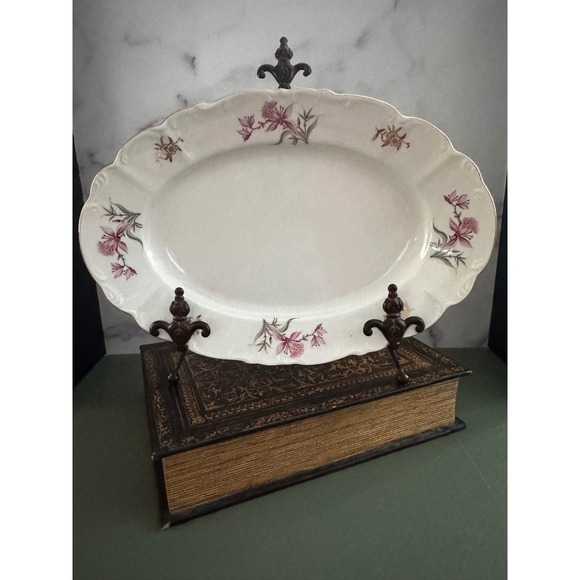 Fine Bohemian China Other - Fine Bohemian China Czechoslovakia Floral Oval Serving Platter Pink gld Trim 14"